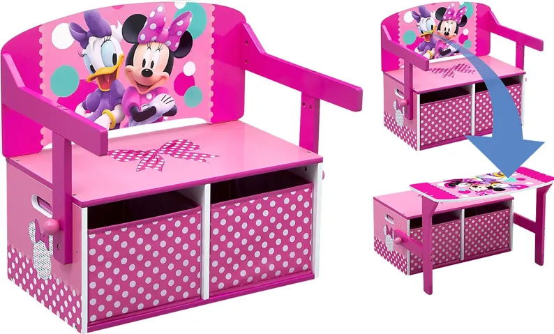 Kids Disney Minnie Mouse Pink Convertible Bench