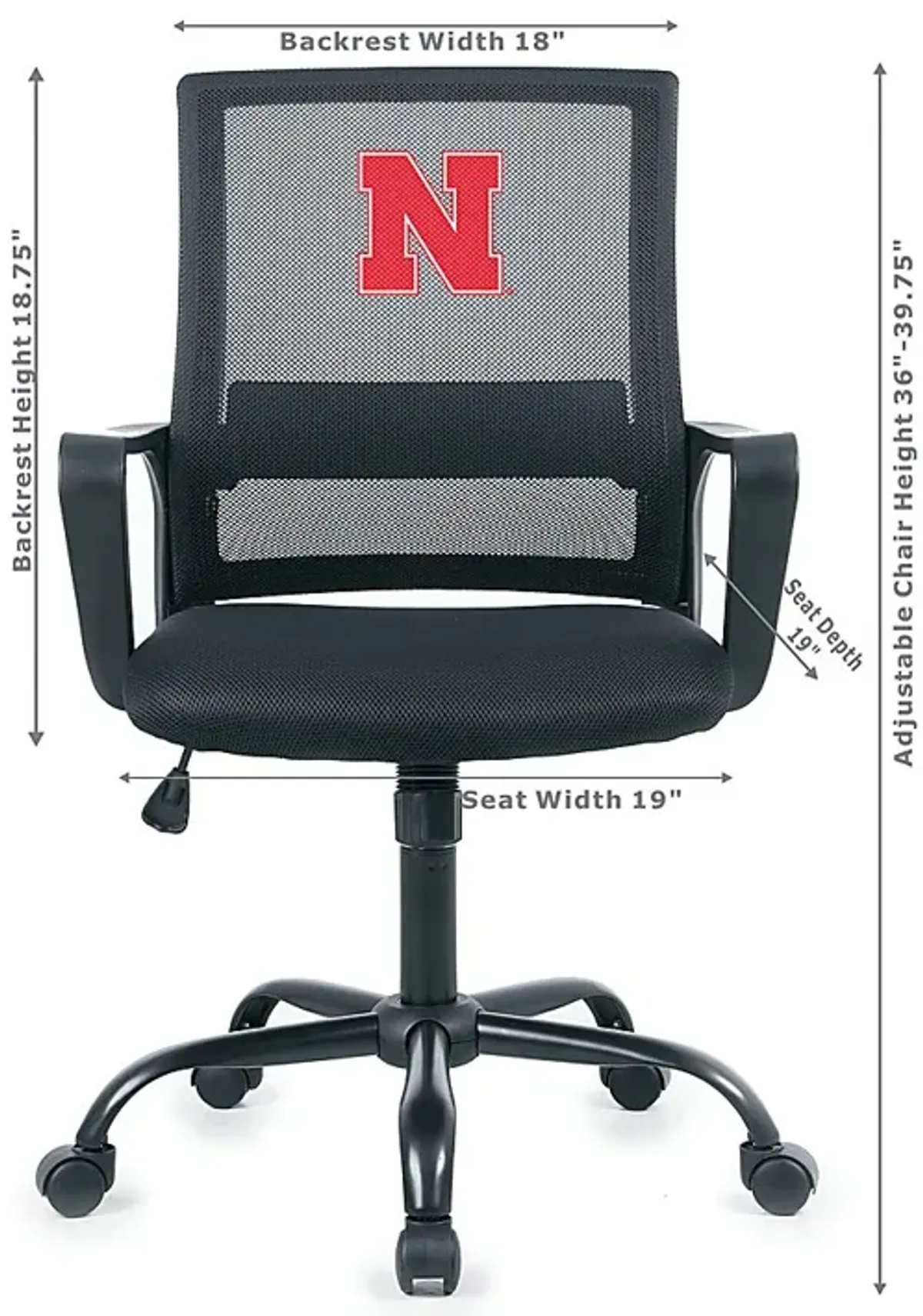 Tough Match NCAA University of Nebraska Black Desk Chair