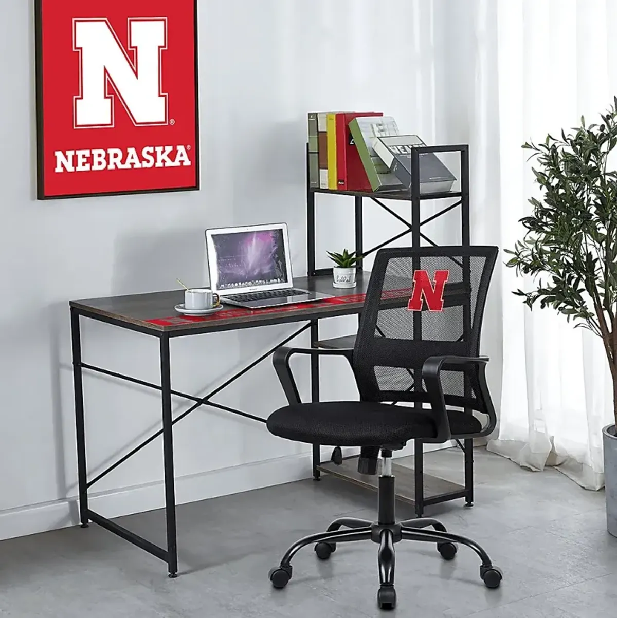 Tough Match NCAA University of Nebraska Black Desk Chair