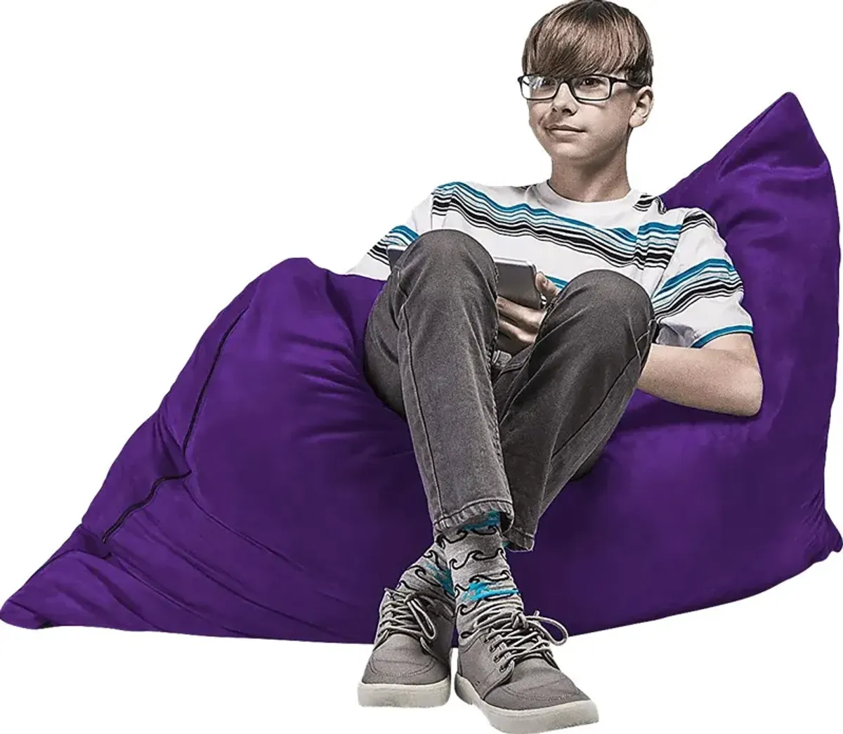 Kids Kiri Purple Small Bean Bag Chair and Floor Pillow