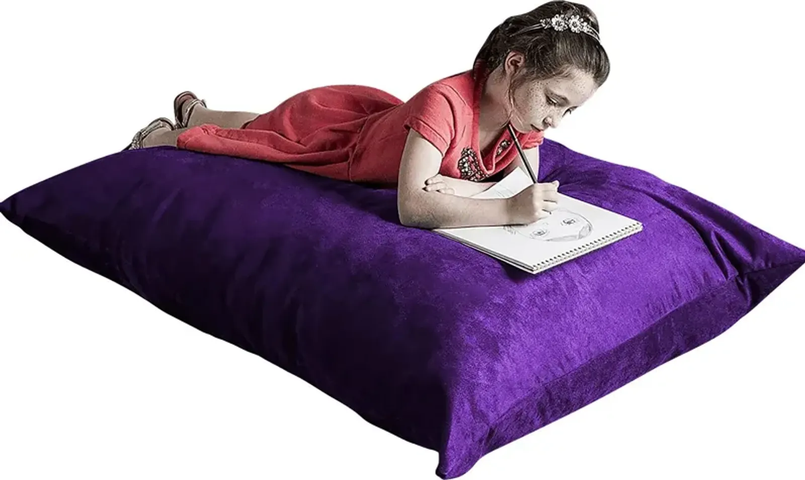 Kids Kiri Purple Small Bean Bag Chair and Floor Pillow