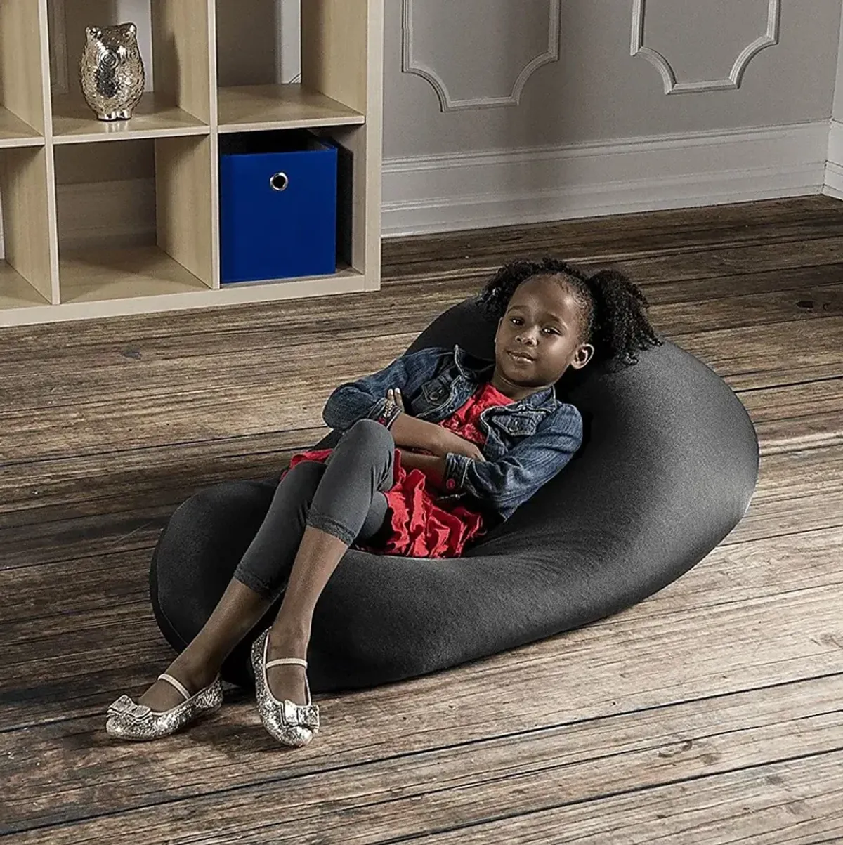 Kids Cloud Nest Small Black Bean Bag Ch