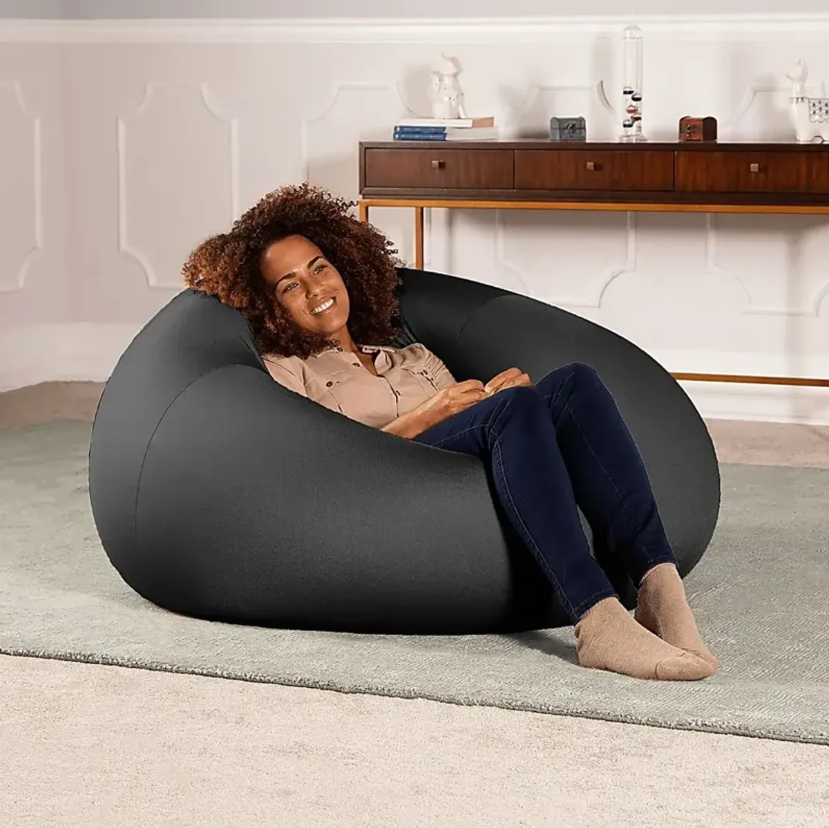 Kids Cloud Nest Large Black Bean Bag Chair