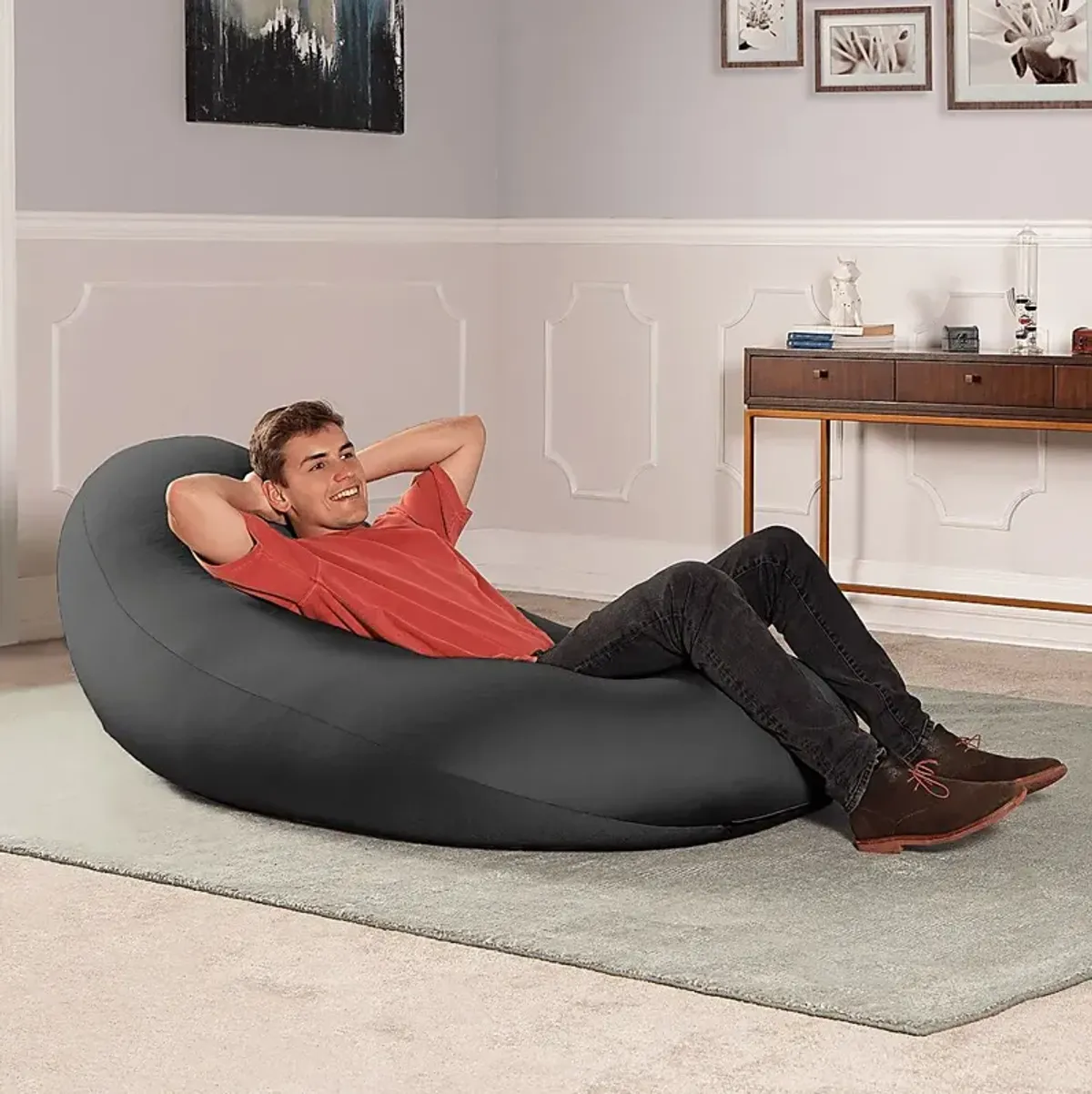 Kids Cloud Nest Large Black Bean Bag Chair