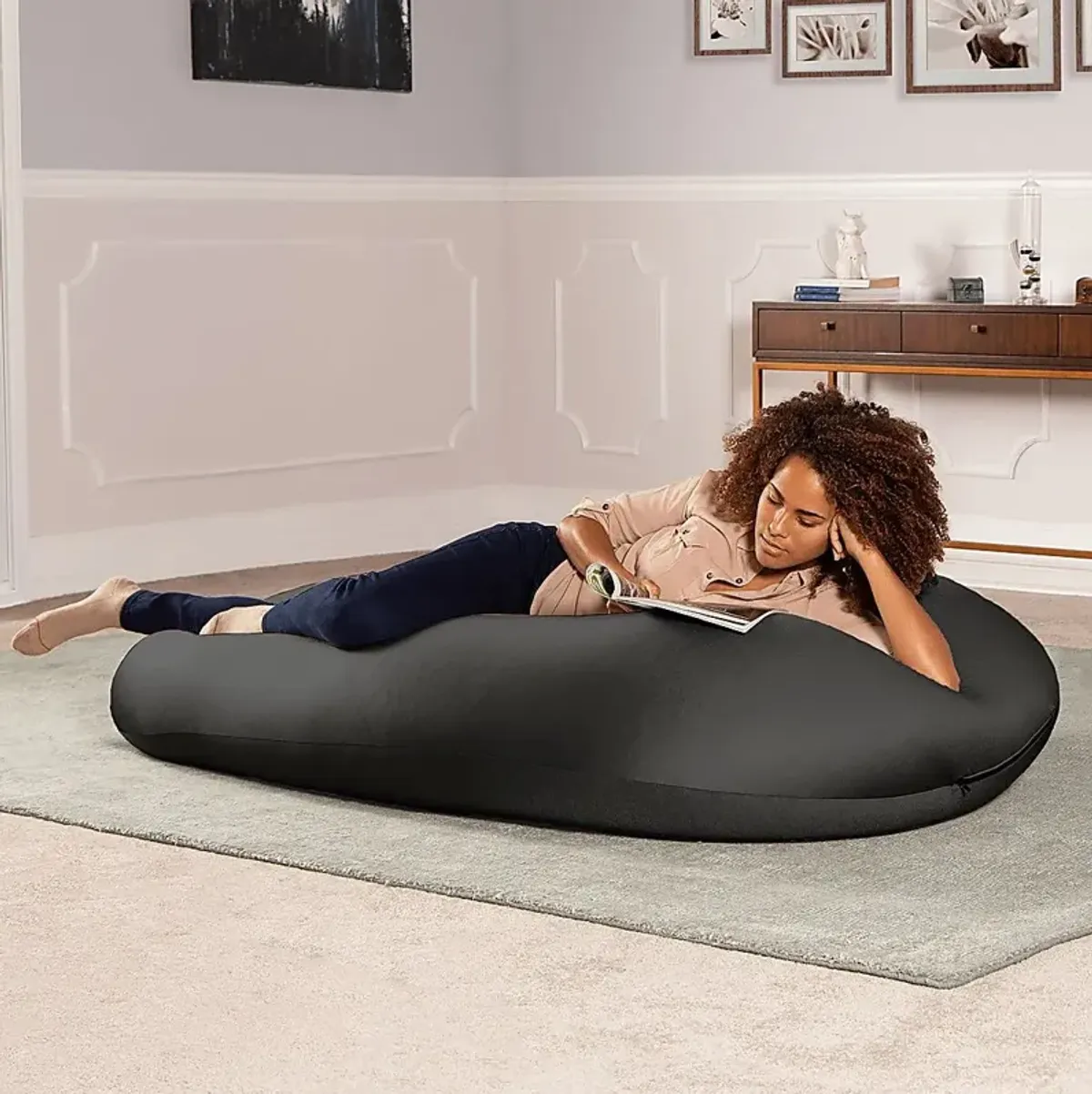 Kids Cloud Nest Large Black Bean Bag Chair