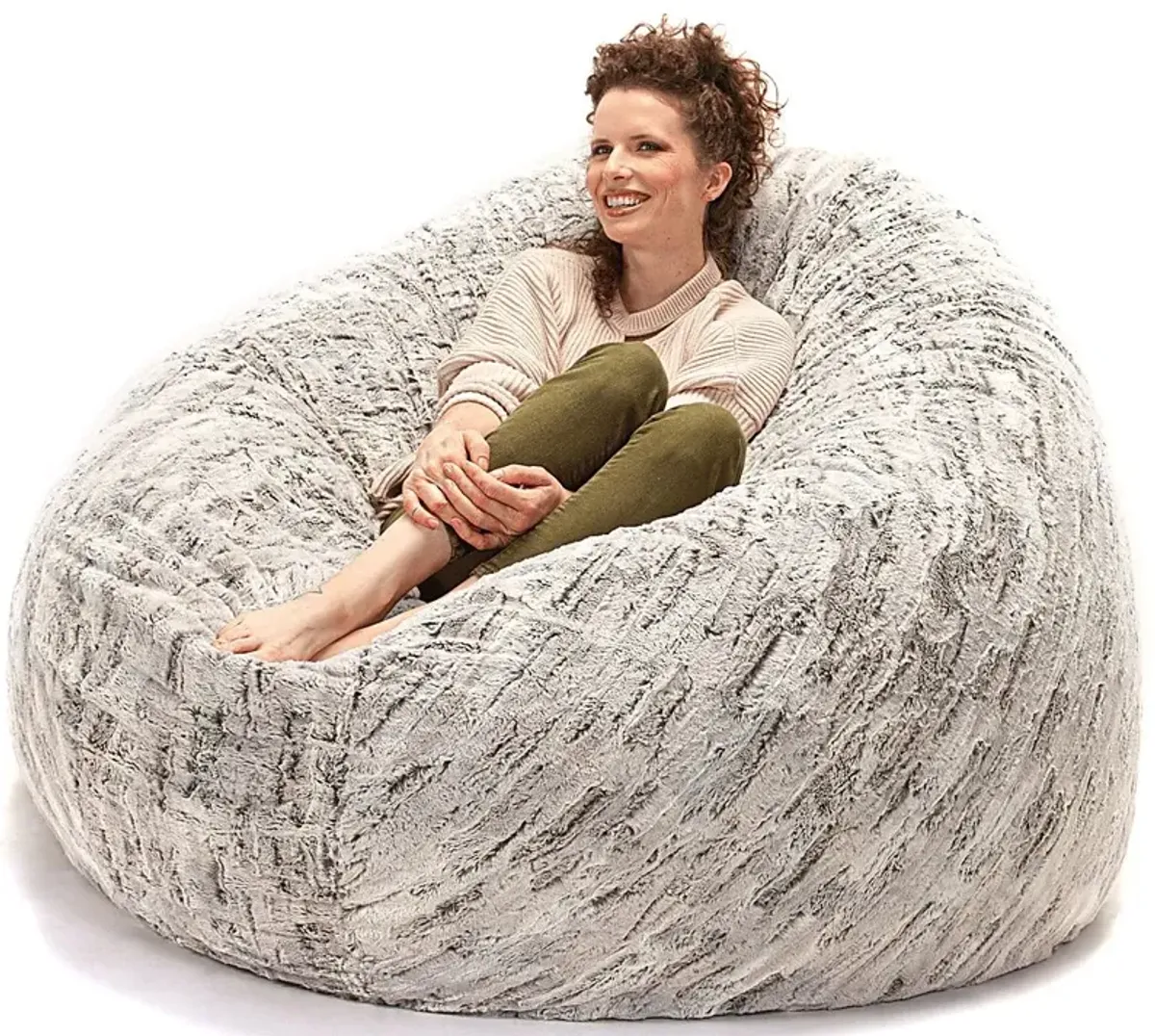 Kids Winter Dream Silver Large Faux Fur  Bean Bag