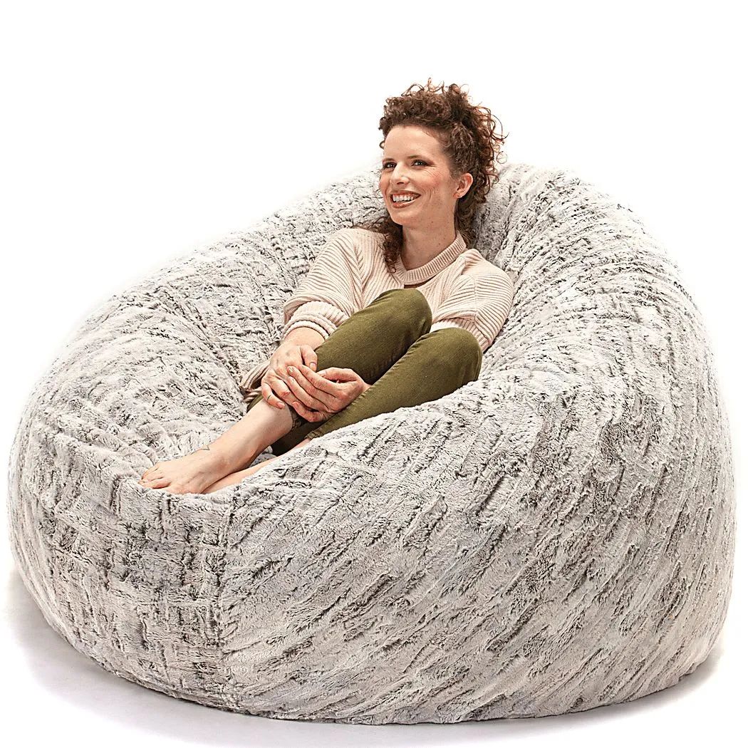 Kids Winter Dream Silver Large Faux Fur  Bean Bag