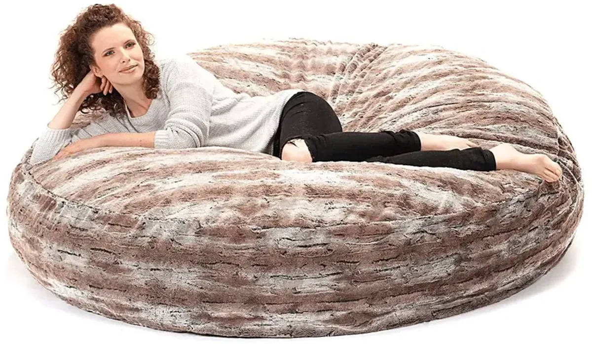 Kids Winter Dream Brown Large Faux Fur Bean Bag