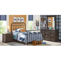 Kids Canyon Lake Java 5 Pc Bedroom with Saddlerock Dark Gray Twin Metal Bed