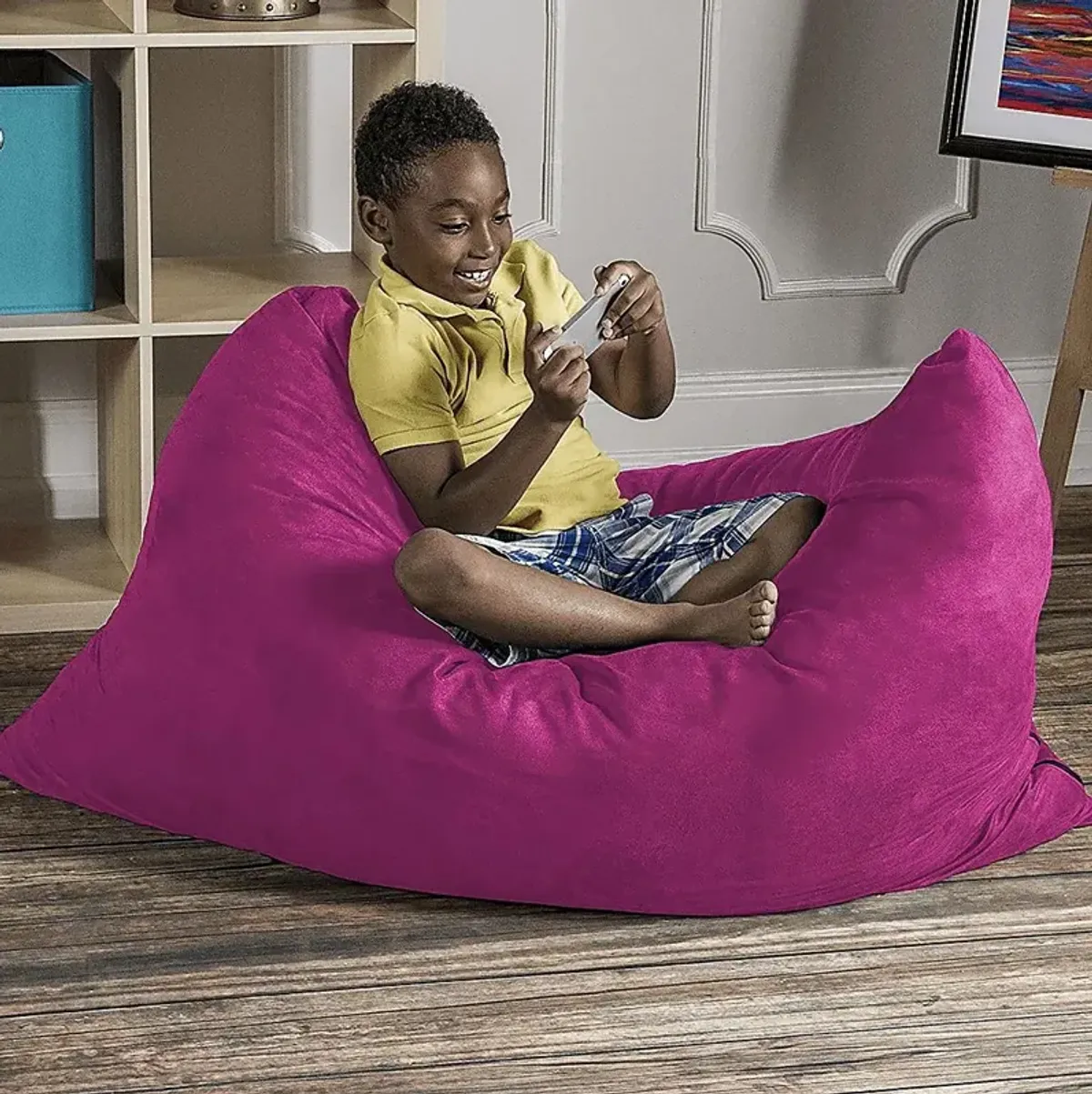 Kids Kiri Fuchsia Small Bean Bag Chair and Floor Pillow