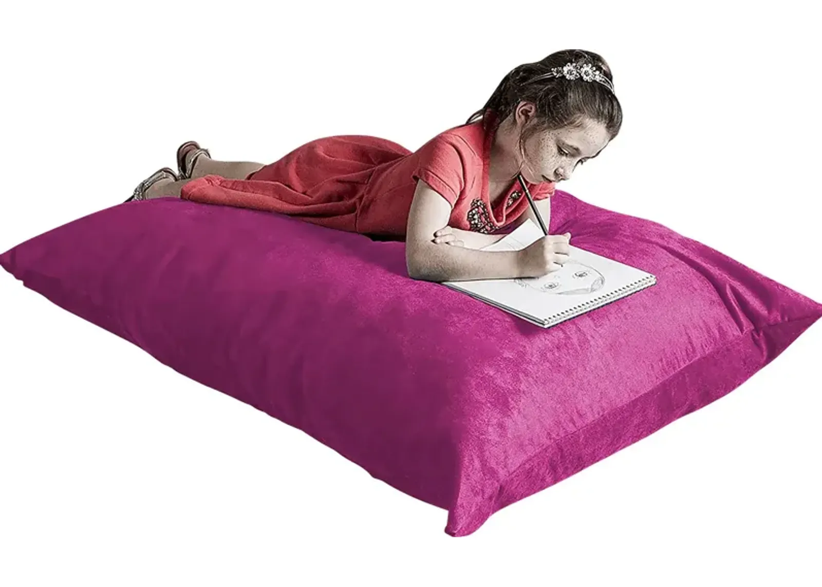 Kids Kiri Fuchsia Small Bean Bag Chair and Floor Pillow