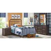 Kids Canyon Lake Java 5 Pc Bedroom with Saddlerock Dark Gray Full Metal Bed