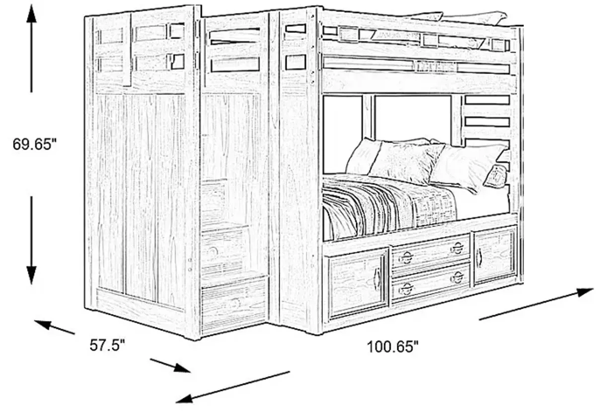 Kids Creekside 2.0 Charcoal Full/Full Step Bunk Bed with Storage Side Rail