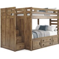 Kids Creekside 2.0 Chestnut Full/Full Step Bunk Bed with Storage Rail