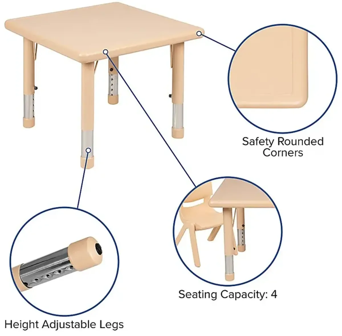 Kids Crayo Natural 5 Pc Toddler Table Set