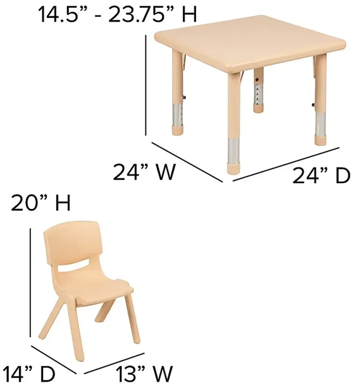 Kids Crayo Natural 5 Pc Toddler Table Set