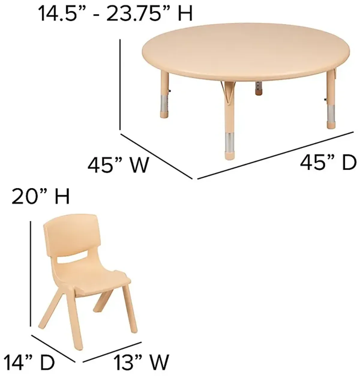 Kids Lugi Natural Toddler Table Set