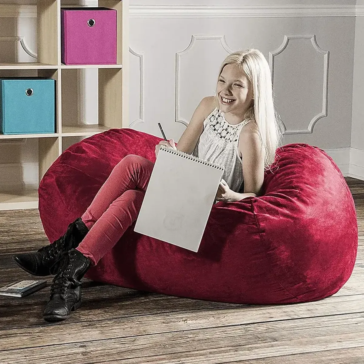 Kids Bexley Red Bean Bag Chair