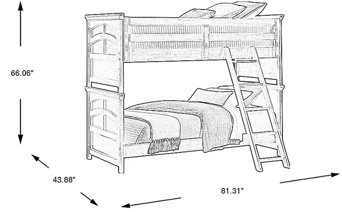 Kids Santa Cruz Brown Cherry Twin/Twin Bunk Bed with Basketball Hoop