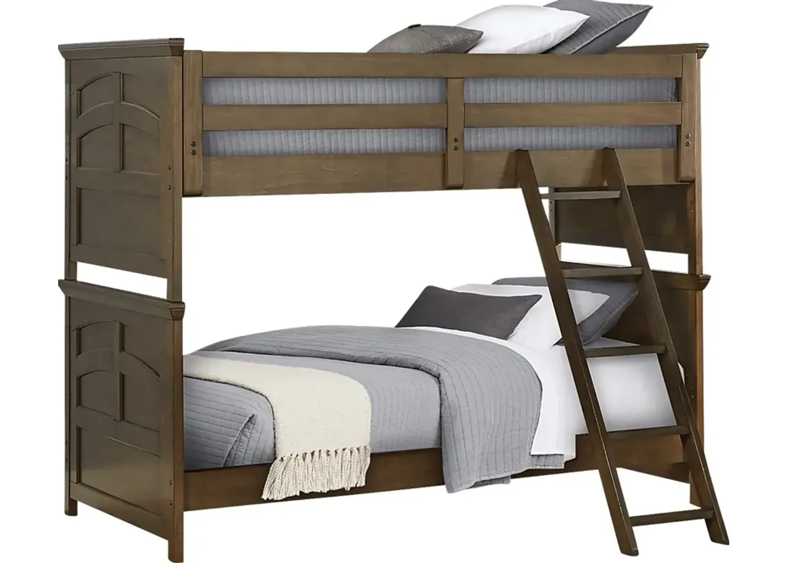 Kids Santa Cruz Brown Cherry Twin/Twin Bunk Bed with Basketball Hoop