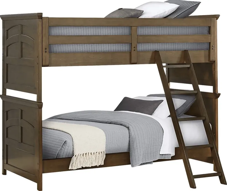 Kids Santa Cruz Brown Cherry Twin/Twin Bunk Bed with Basketball Hoop