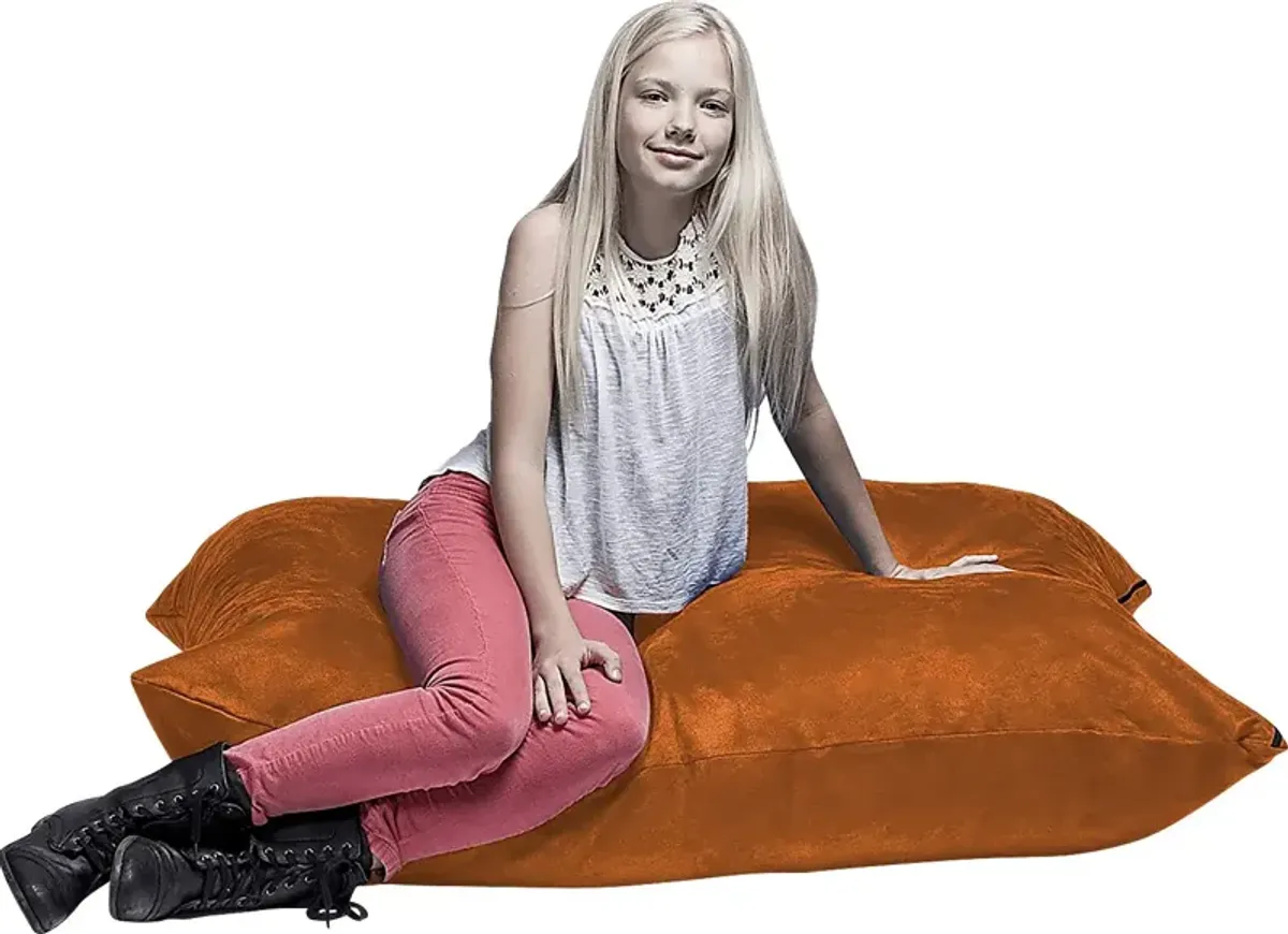 Kids Kiri Orange Small Bean Bag Chair and Floor Pillow