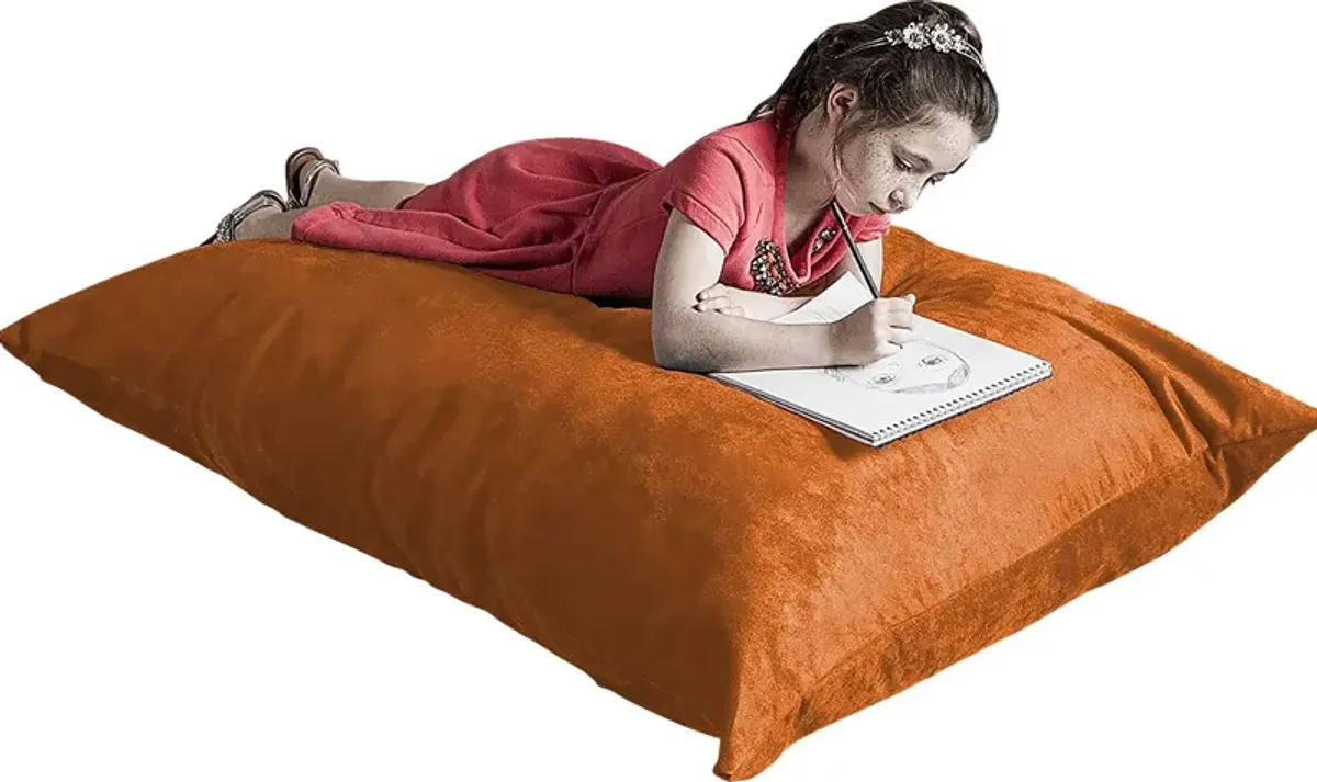 Kids Kiri Orange Small Bean Bag Chair and Floor Pillow