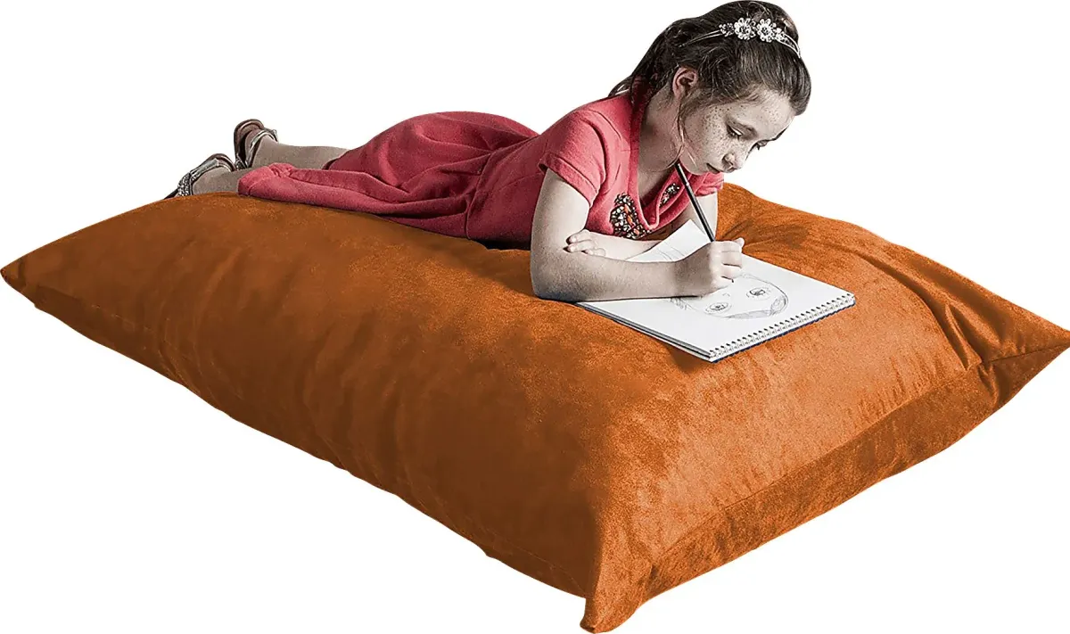 Kids Kiri Orange Small Bean Bag Chair and Floor Pillow