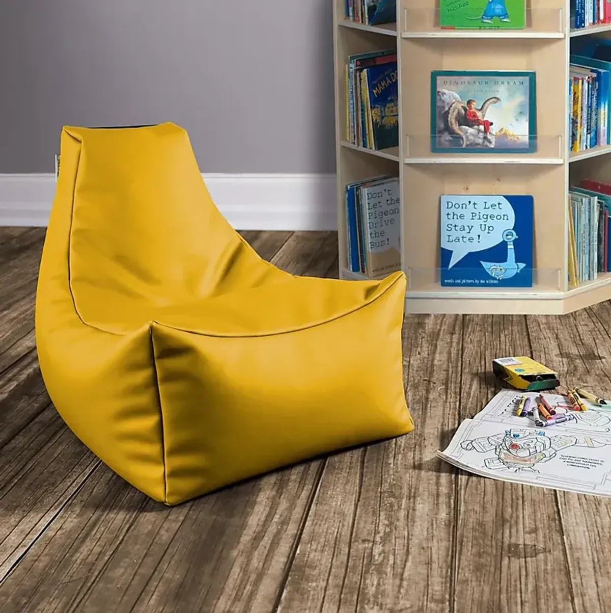 Kids Wilfy Yellow Small Bean Bag Chair