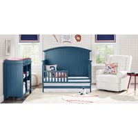 Kids Cottage Colors Navy 3 Pc Nursery with Toddler Rail