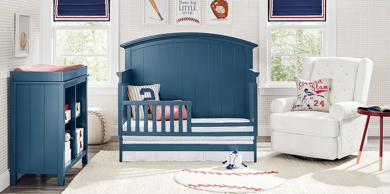 Kids Cottage Colors Navy 3 Pc Nursery with Toddler Rail