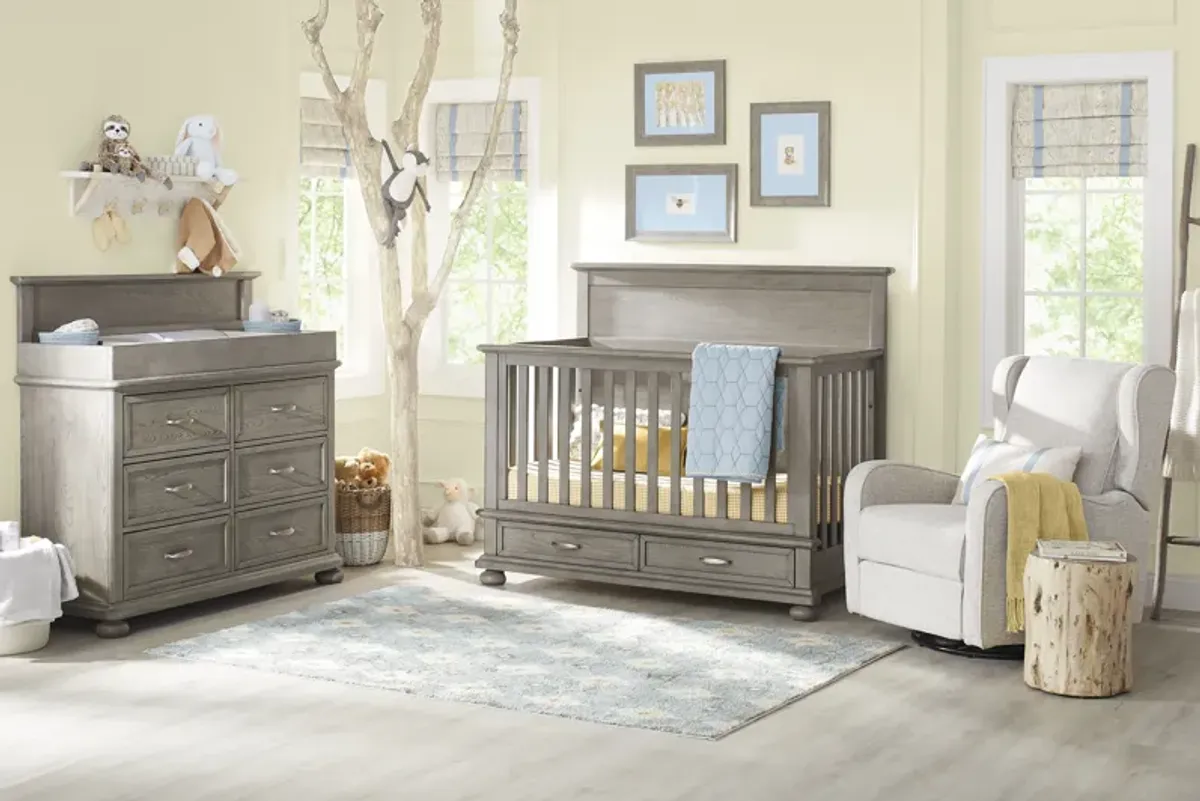 Kids Woodland Adventures Classic Gray Nursery with Toddler & Conversion Rails