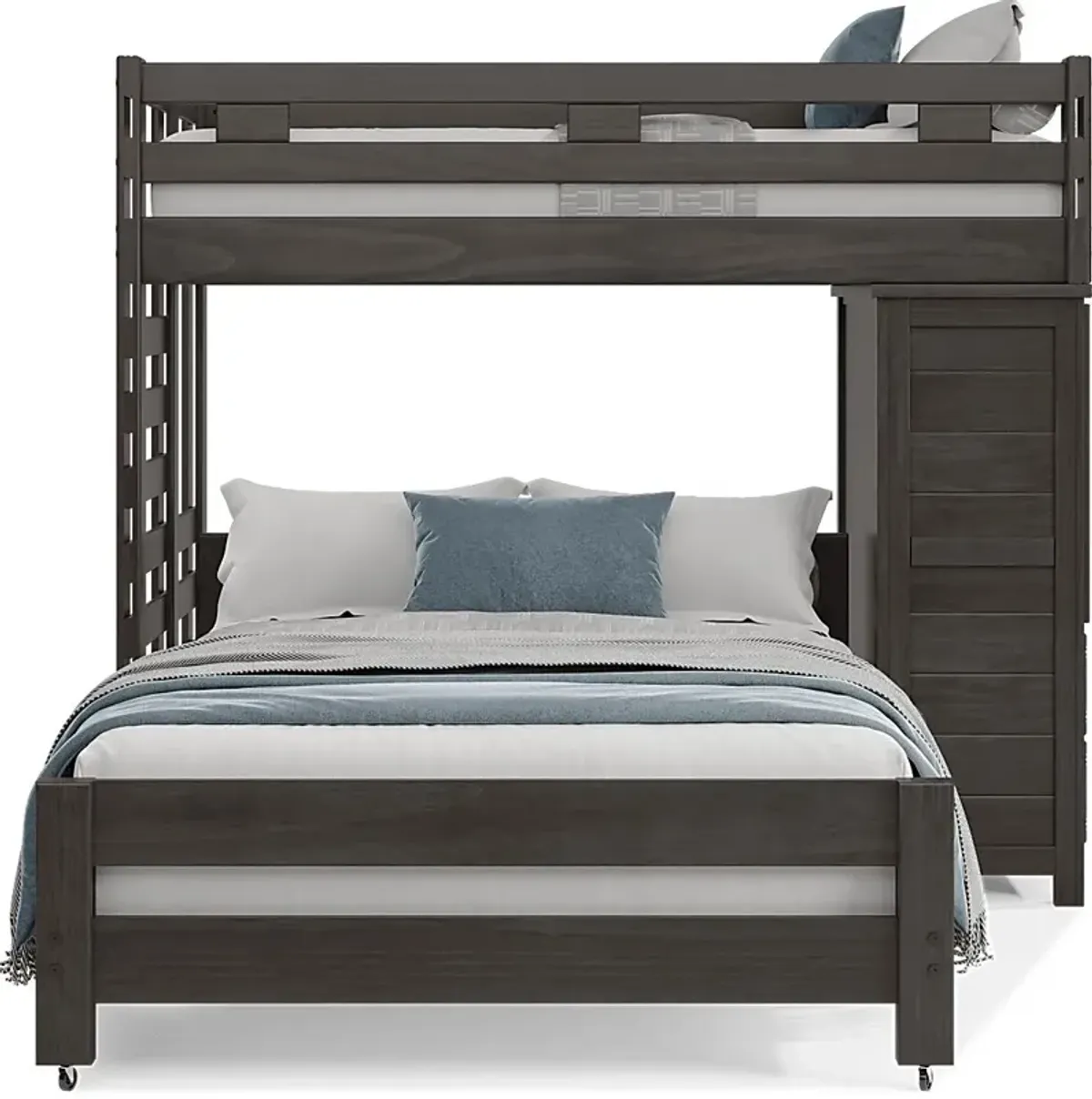 Kids Creekside 2.0 Charcoal Twin/Full Loft with Loft Chest