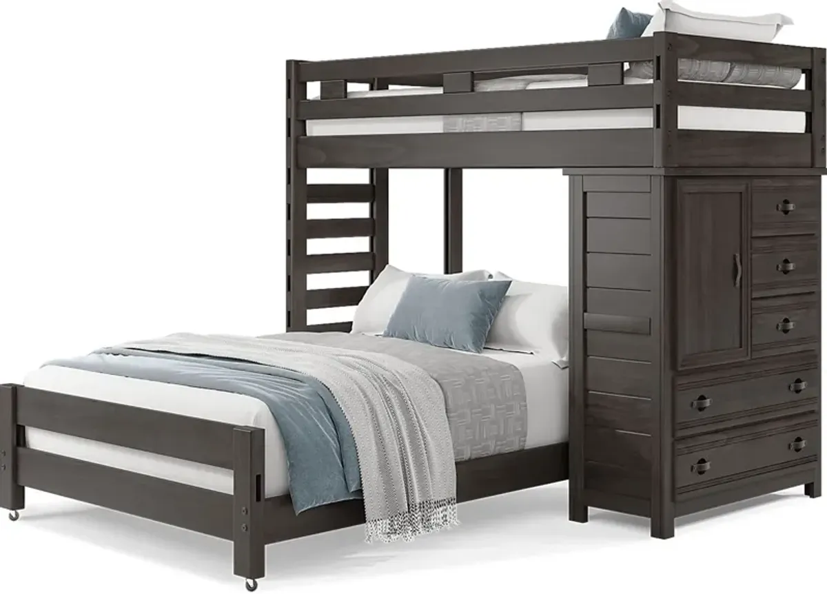 Kids Creekside 2.0 Charcoal Twin/Full Loft with Loft Chest