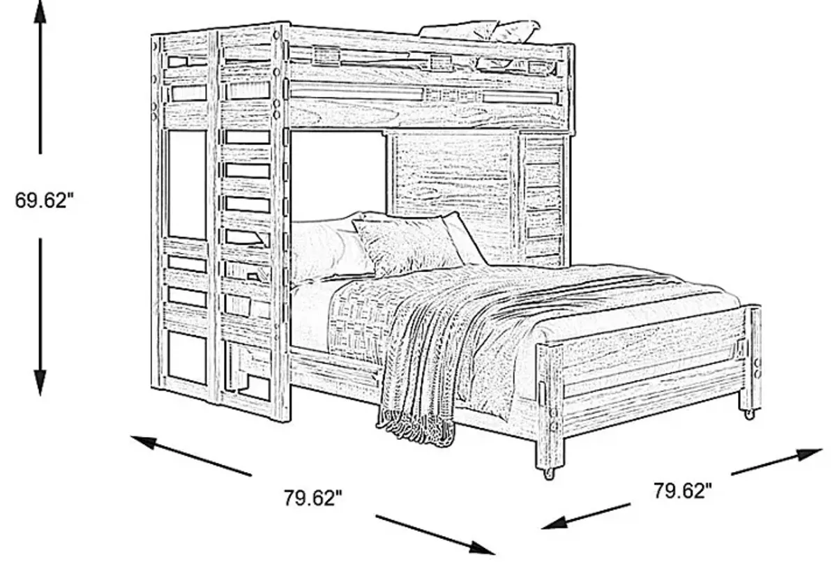 Kids Creekside 2.0 Charcoal Twin/Full Loft with Loft Chest