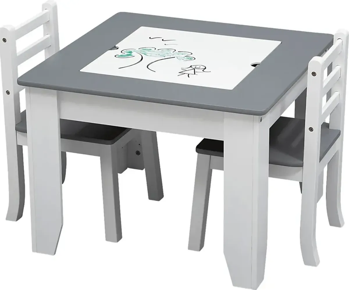 Kids Drawing Lessons Gray 3 Pc Table Set