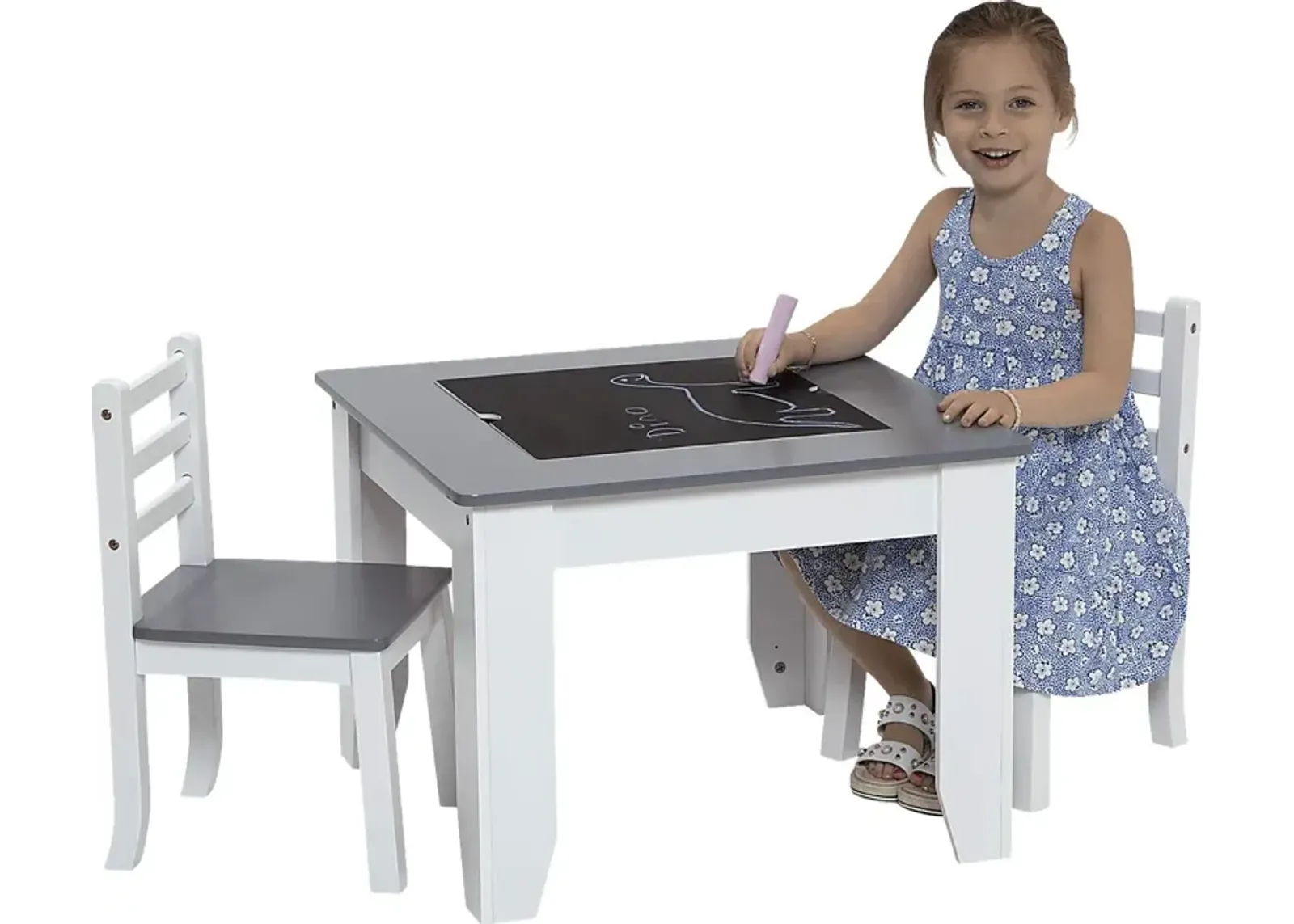 Kids Drawing Lessons Gray 3 Pc Table Set