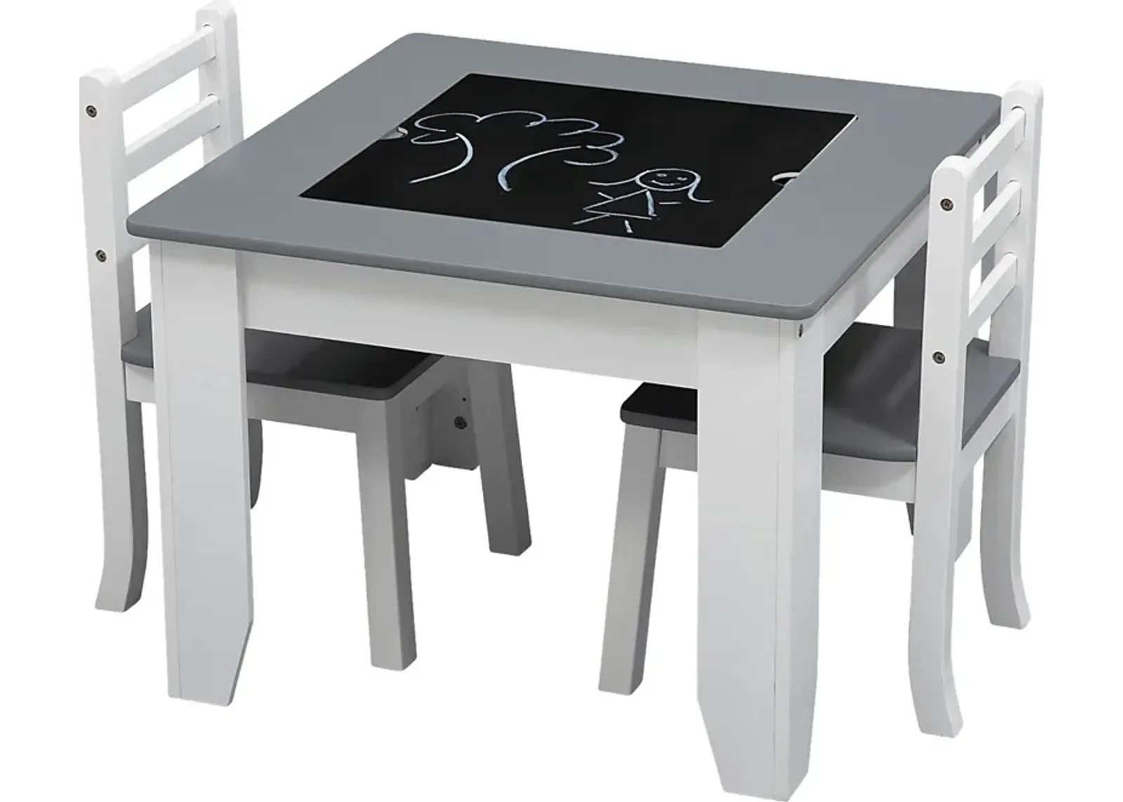 Kids Drawing Lessons Gray 3 Pc Table Set