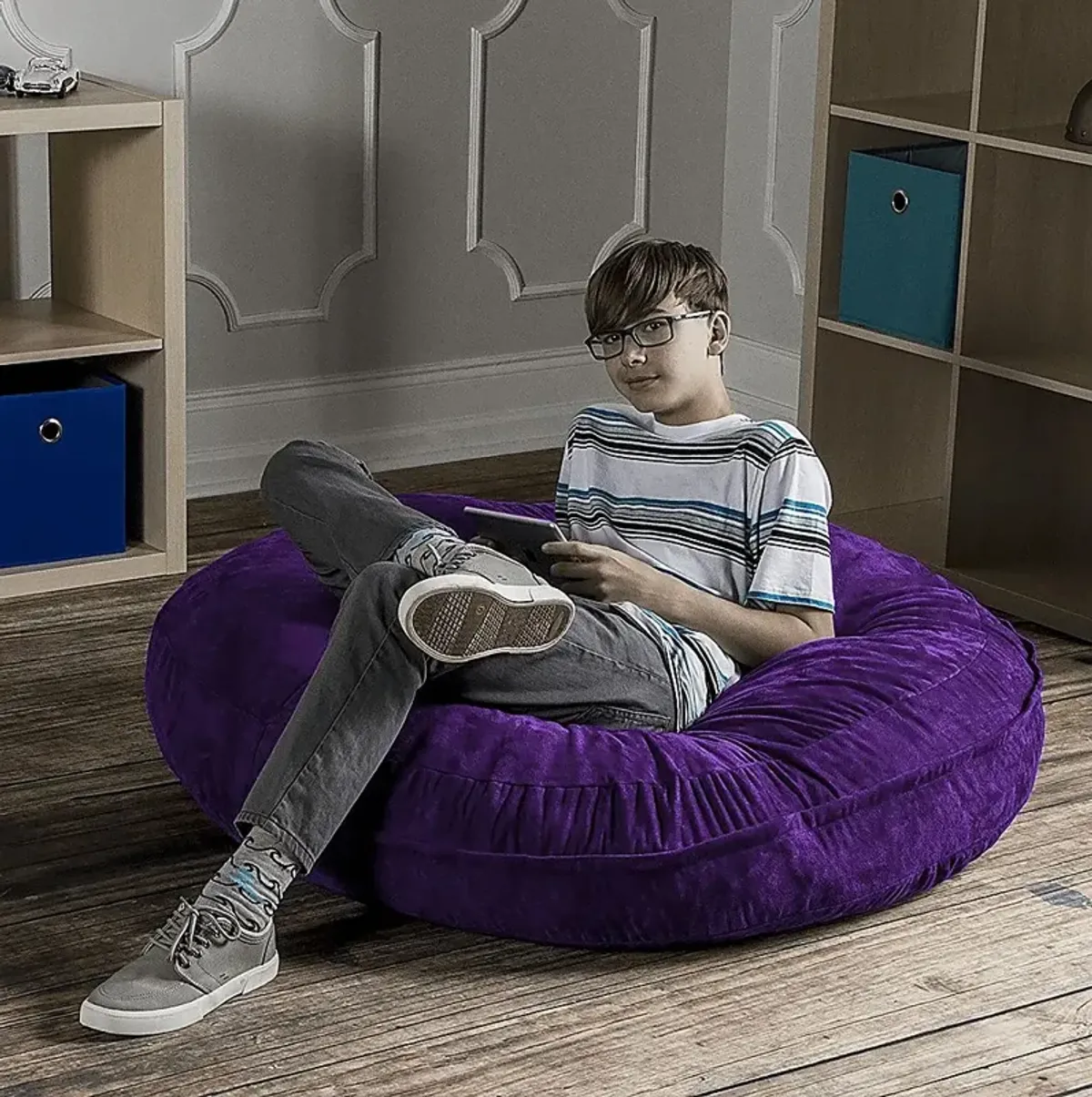 Kids Calix Purple Bean Bag Chair