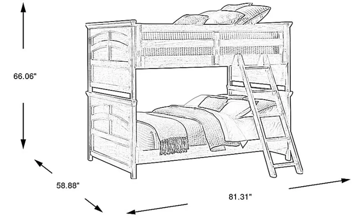 Kids Santa Cruz Brown Cherry Full/Full Bunk Bed with Basketball Hoop