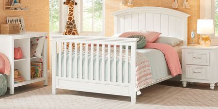 Kids Cottage Colors White 4 Pc Nursery with Toddler and Full Conversion Rails