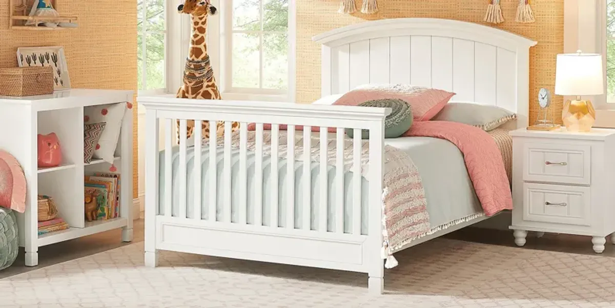 Kids Cottage Colors White 4 Pc Nursery with Toddler and Full Conversion Rails