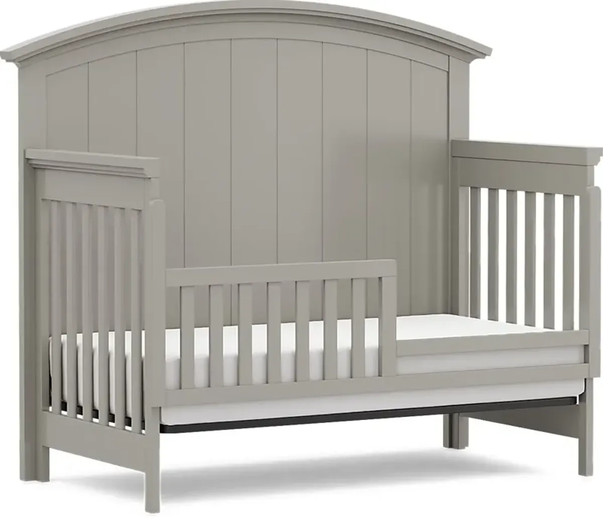 Kids Cottage Colors Gray 4 Pc Nursery with Toddler and Full Conversion Rails