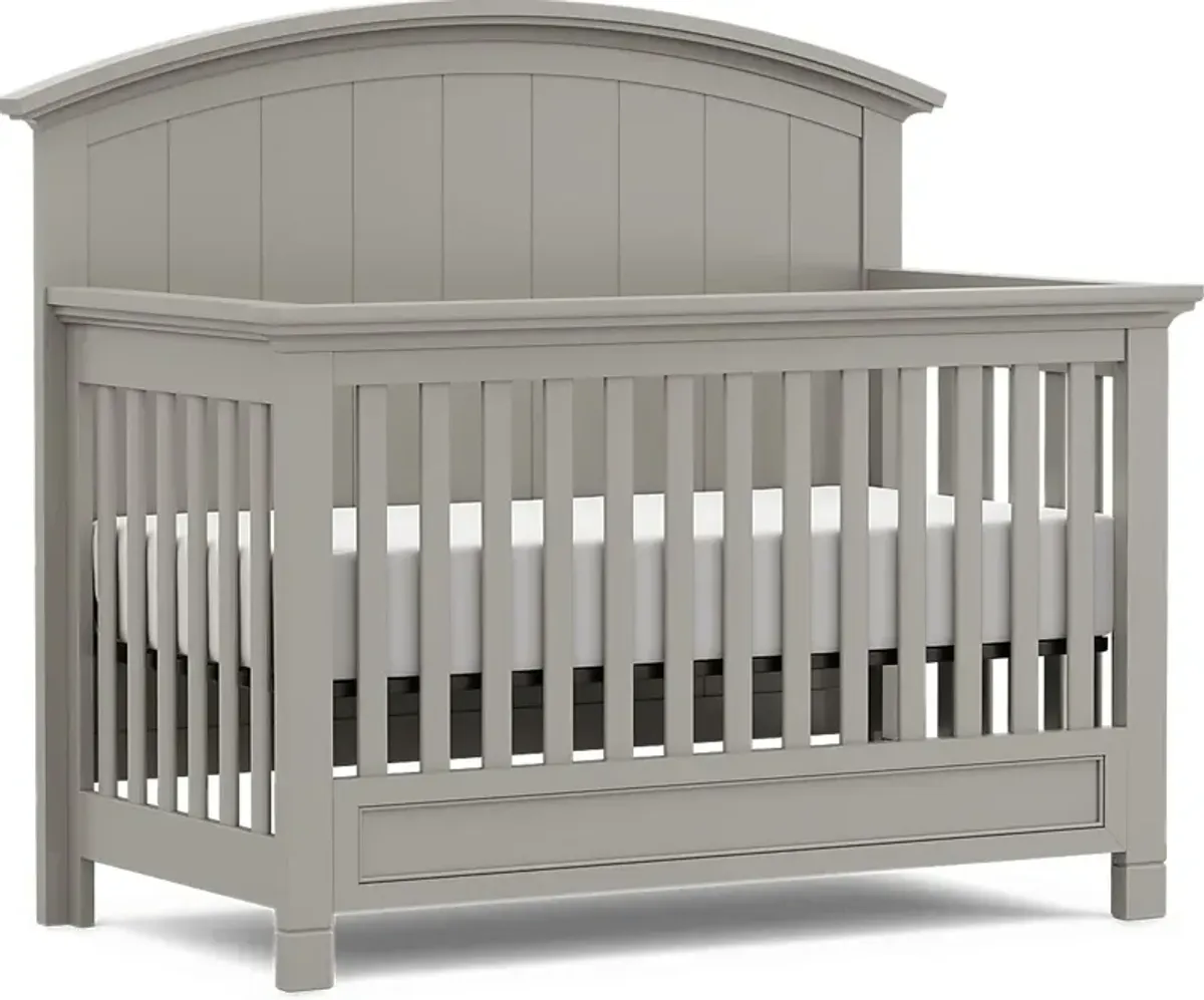 Kids Cottage Colors Gray 4 Pc Nursery with Toddler and Full Conversion Rails