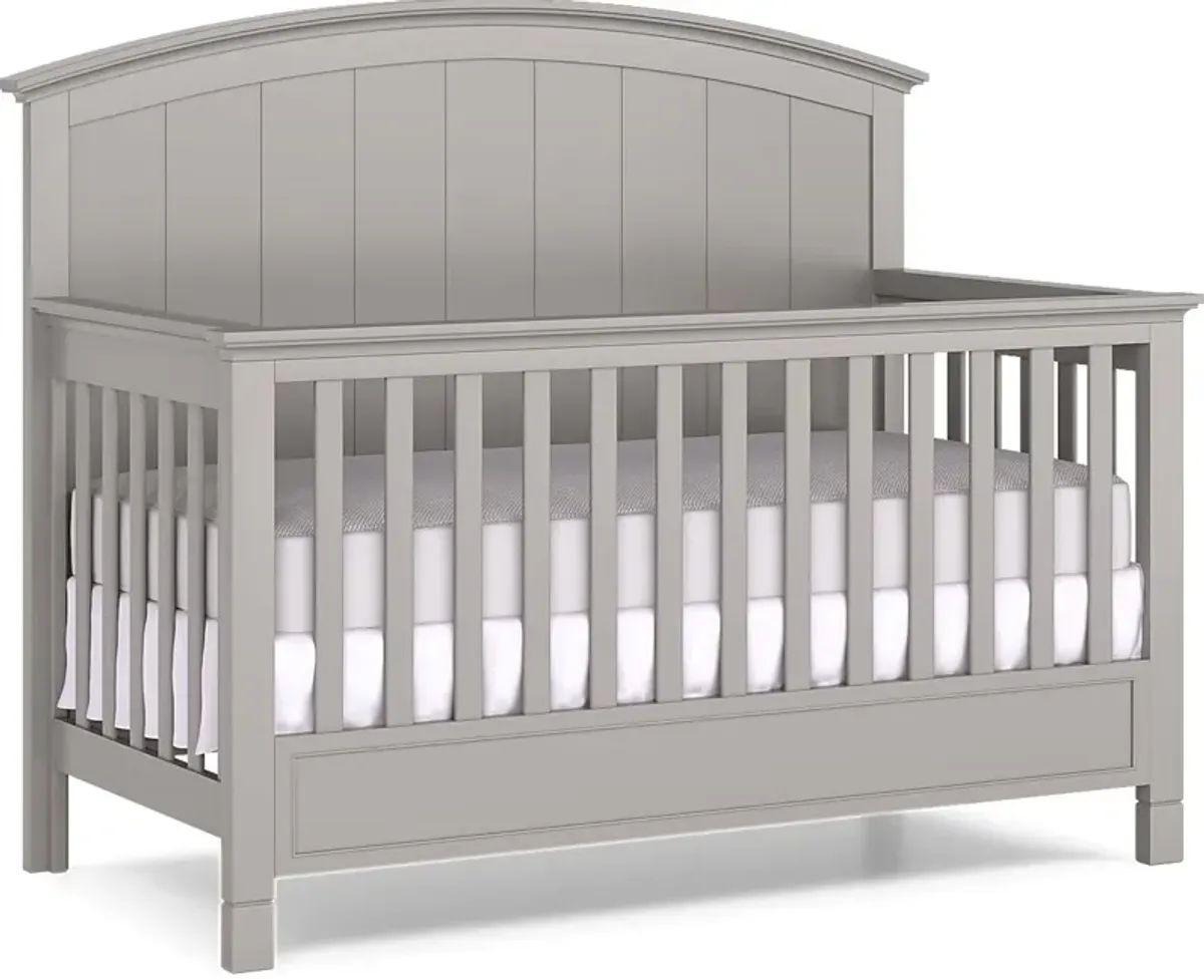 Kids Cottage Colors Gray 4 Pc Nursery with Toddler and Full Conversion Rails