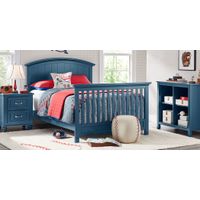 Kids Cottage Colors Navy 4 Pc Nursery with Toddler and Full Conversion Rails