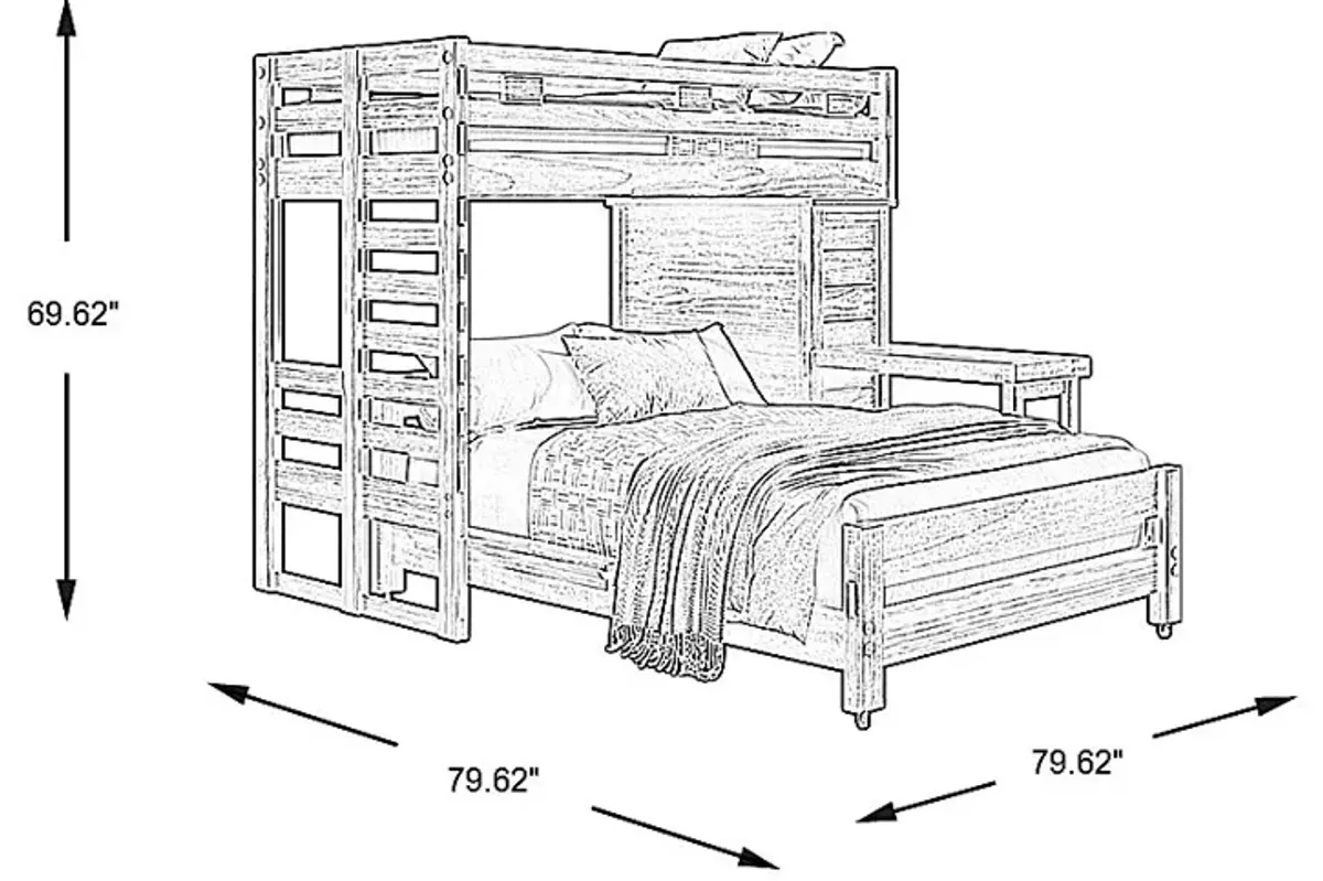 Kids Creekside 2.0 Charcoal Twin/Full Loft with Loft Chest and Desk Attachment