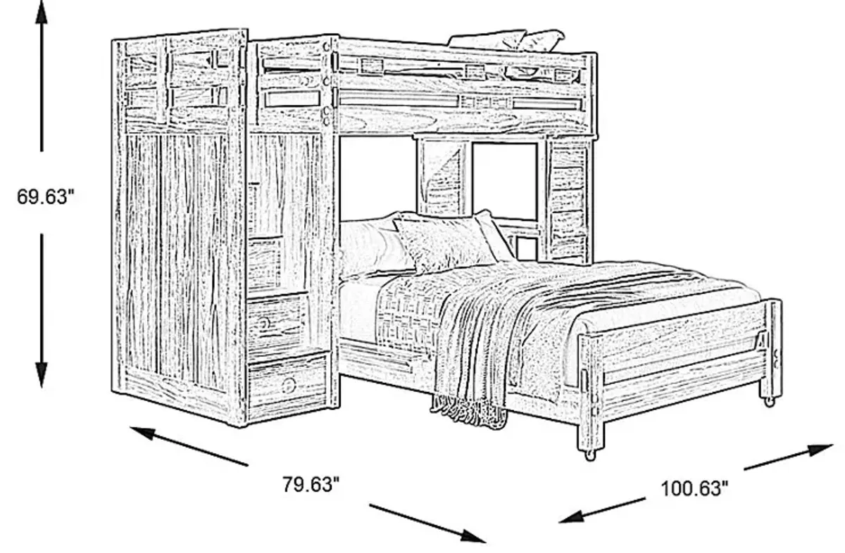 Kids Creekside 2.0 Chestnut Twin/Full Step Loft with Loft Desk