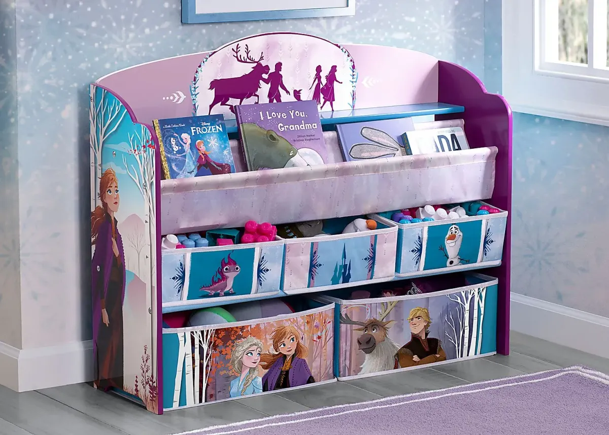 Kids Disney Frozen II Lilac Bookcase and Toy Organizer