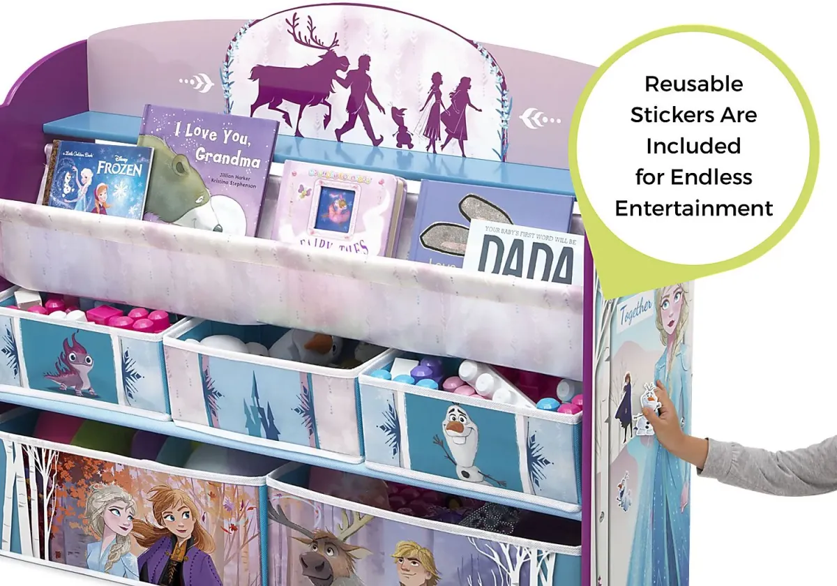 Kids Disney Frozen II Lilac Bookcase and Toy Organizer